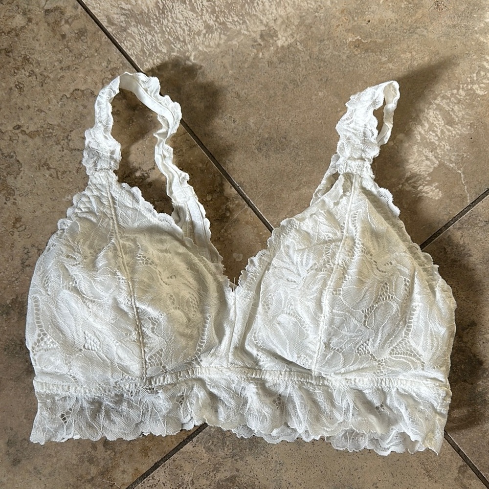 Elegant Cream White Lace Bralette